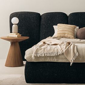 Tapicerowane łóżko Fencee 160x200 cm, z rusztem, zaokrąglone, czarne