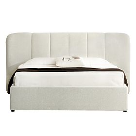 Tapicerowane łóżko Snoovia 160x200 cm, z stelażem i schowkiem, jasnobeżowe