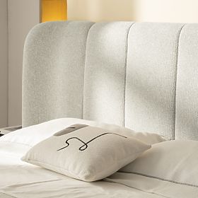 Tapicerowane łóżko Snoovia 160x200 cm, z stelażem i schowkiem, jasnobeżowe