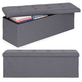 Tapicerowany puf 111x38 cm z miejscem do przechowywania ciemnoszary ModernHome, MODERNHOME