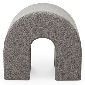Tapicerowany puf Arc, zaokrąglony, jasnobrązowy
