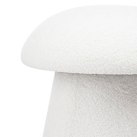 Tapicerowany puf Cap, biały, boucle, zaokrąglone kształty