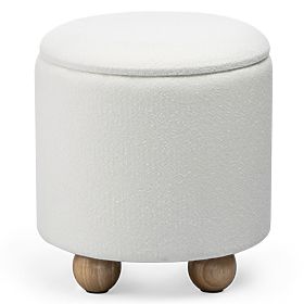 Tapicerowany puf Pebble z miejscem do przechowywania, okrągły, biały