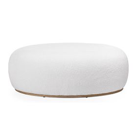 Tapicerowany puf Stone, biały, zaokrąglony kształt