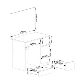 TOALETKA Z LUSTREM CLP P-2/SL 900x600 PRAWA PK BIAŁA