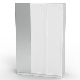 Trzydrzwiowa szafa Neroli, lustro/panel łukowy, biała
