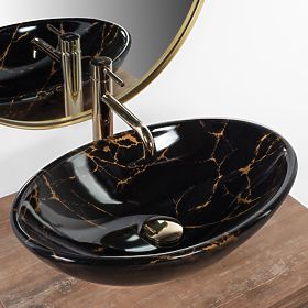 Umywalka nablatowa REA Pamela Black Marble Shiny, Rea