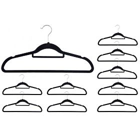 Welwetowe wieszaki Maxi zestaw 10 szt. - czarne