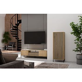 Witryna KAMARO 1DD SLIM DĄB ARTISAN Panel Frontowy Lamelowy