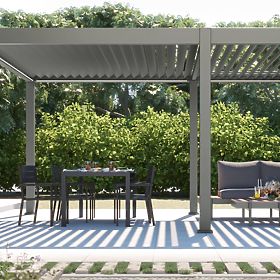 Wolnostojąca pergola ogrodowa Lumera z aluminium, 4x6 m, bioklimatyczna, oświetlenie LED, elektryczn