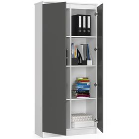 ZAMKNIĘTA BIBLIOTEKA R80 2D 8P CLP BIAŁA / SZARA