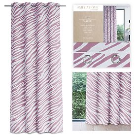 Zasłona FUN różowy kolor z nadrukiem motywu zwierzęcego styl tropikalny srebrne metalowe przelotki