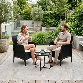 Zestaw 2x krzesło ogrodowe z poduszką, zestaw krzeseł na balkon, taras, ogród czarny MultiGarden