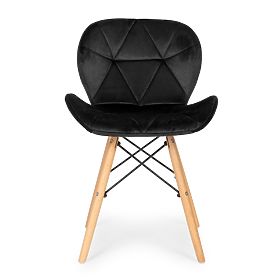 Zestaw 4 aksamitnych krzeseł do jadalni i salonu - czarne