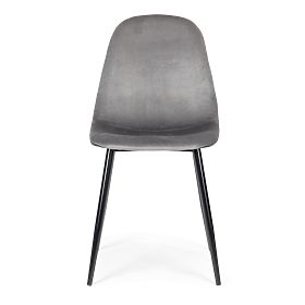 Zestaw 4 aksamitnych krzeseł do jadalni i salonu - szare, MODERNHOME