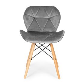 Zestaw 4 aksamitnych krzeseł do jadalni i salonu - szare