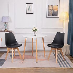 Zestaw 4 krzeseł do salonu i jadalni z poduszką z ekoskóry Czarne ModernHome