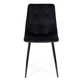 Zestaw 4 pikowanych aksamitnych krzeseł do jadalni i salonu - czarne