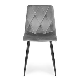 Zestaw 4 tapicerowanych aksamitnych krzeseł do jadalni i salonu - szare, MODERNHOME