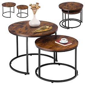 Zestaw dwóch stolików loftowych Galen Small Rustic