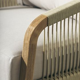 Zestaw mebli ogrodowych Castello, plecionka, drewno akacjowe FSC, wygląd teakowy, beżowy