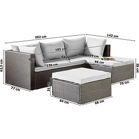 Zestaw mebli ogrodowych FLORENCJA szara sofa z otomanką