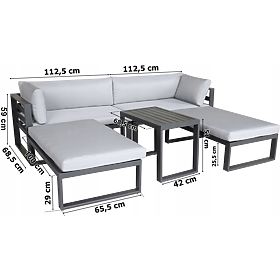 Zestaw mebli ogrodowych SANTO szary aluminium