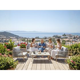 Zestaw mebli tarasowych z aluminium (Duża sofa, 2 x fotel i stolik) BLANDO jasnoszary, aluminium