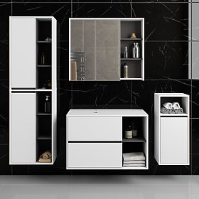 ZESTAW WISZĄCYCH MEBLI ŁAZIENKOWYCH Z OTWORAMI VAMI BIAŁY / GRAFITOWY SZARY