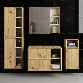 ZESTAW WISZĄCYCH MEBLI ŁAZIENKOWYCH Z OTWORAMI VAMI DĄB ARTISAN / KASZMIR