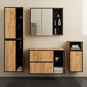 ZESTAW WISZĄCYCH MEBLI ŁAZIENKOWYCH Z OTWORAMI VAMI DĄB CRAFT / CZARNY